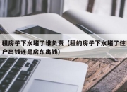 租房子下水堵了谁负责（租的房子下水堵了住户出钱还是房东出钱）