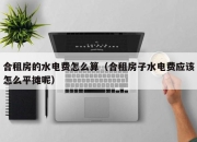 合租房的水电费怎么算（合租房子水电费应该怎么平摊呢）
